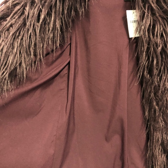 Burgundy faux fur shag jacket from Trouvé - Picture 4 of 5